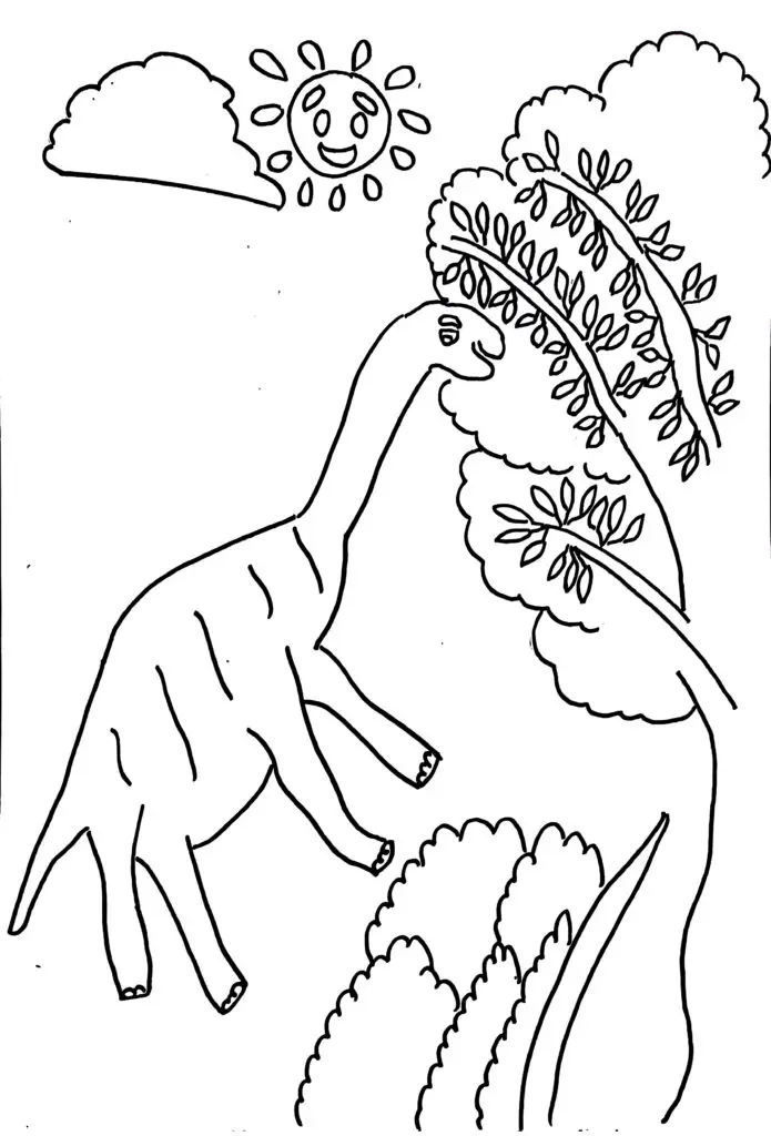 On this page of animal colouring pages, there is a dinosaur.