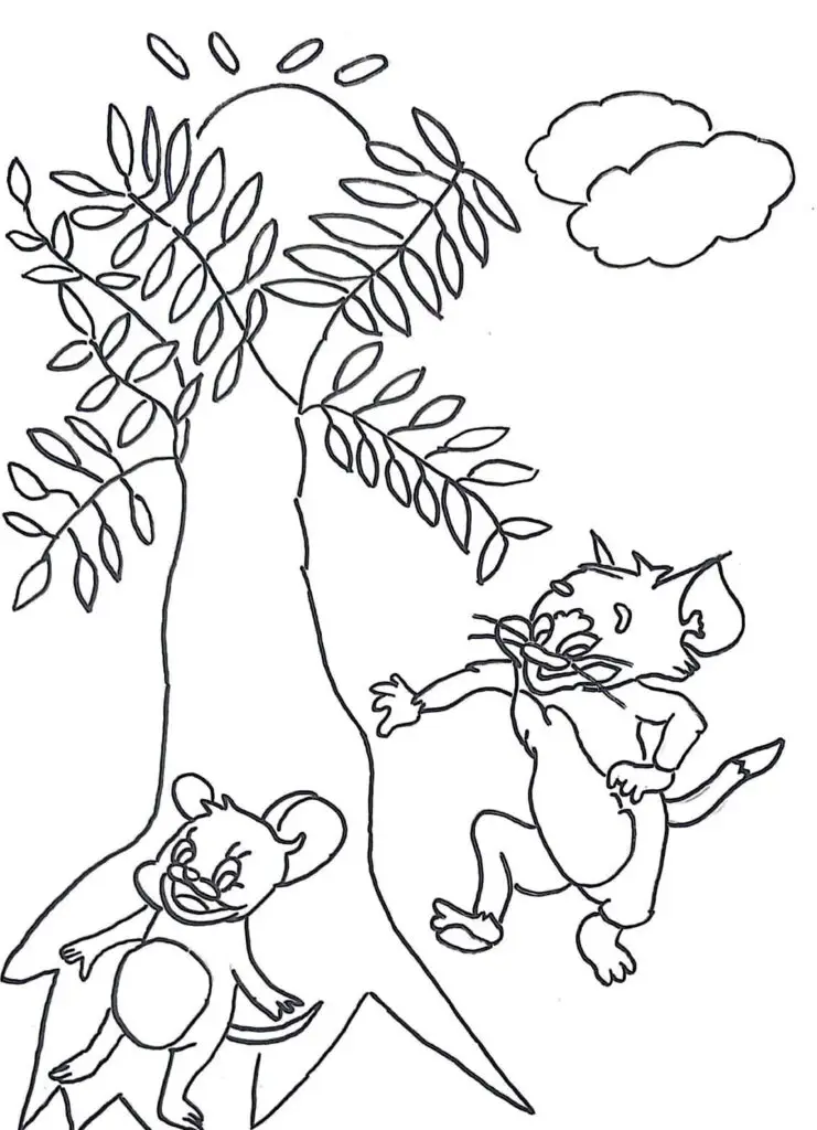 On this page of fun colouring pages, Tom and Jerry are there