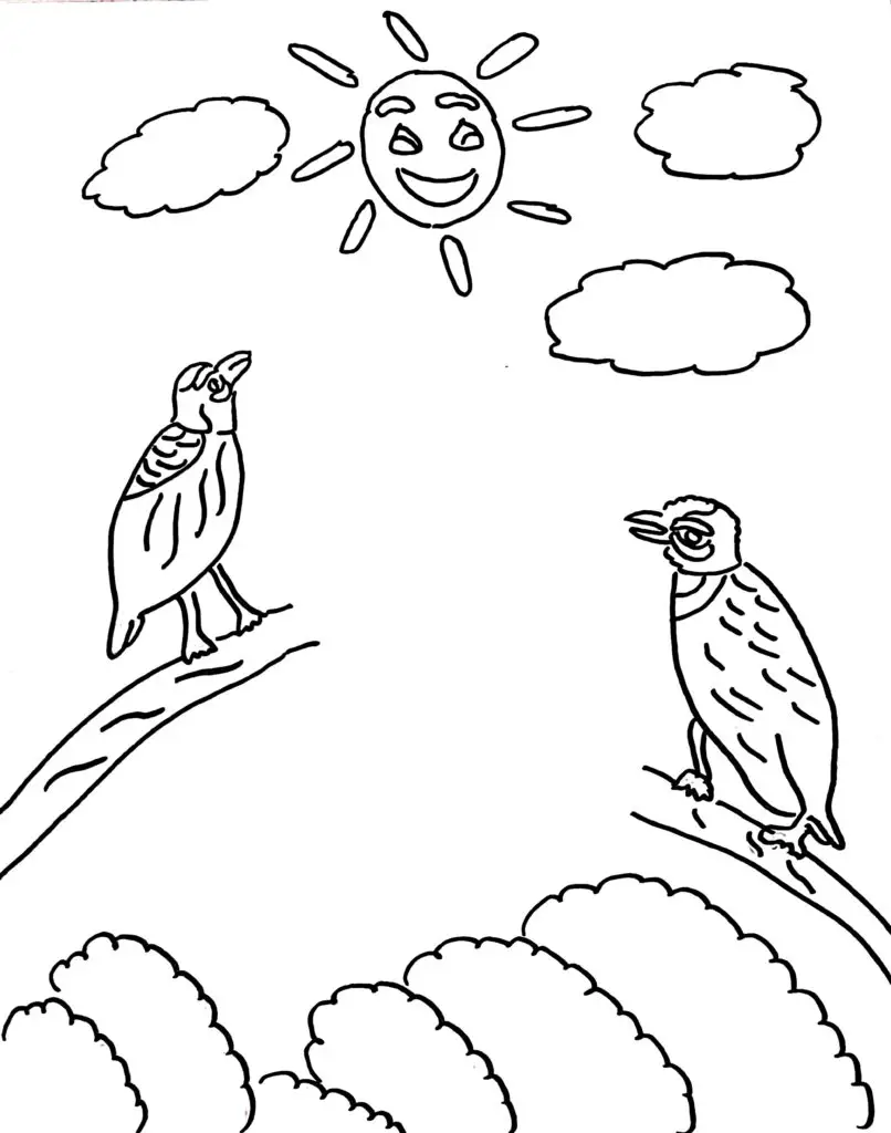 On this page of birds coloring pages, there are two Coppersmith Barbets.