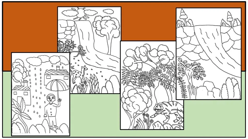 In this post, there are nature coloring pages along with nature facts.