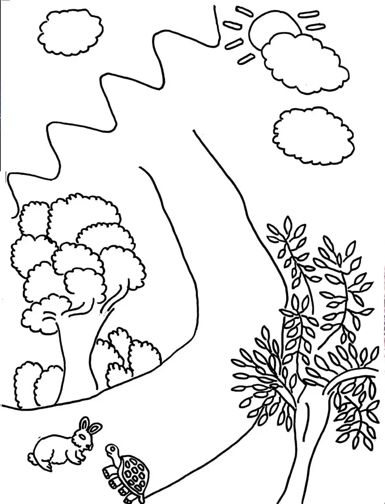 On this page of free printable coloring pages, there is the Tortoise and the Hare Fable coloring page.