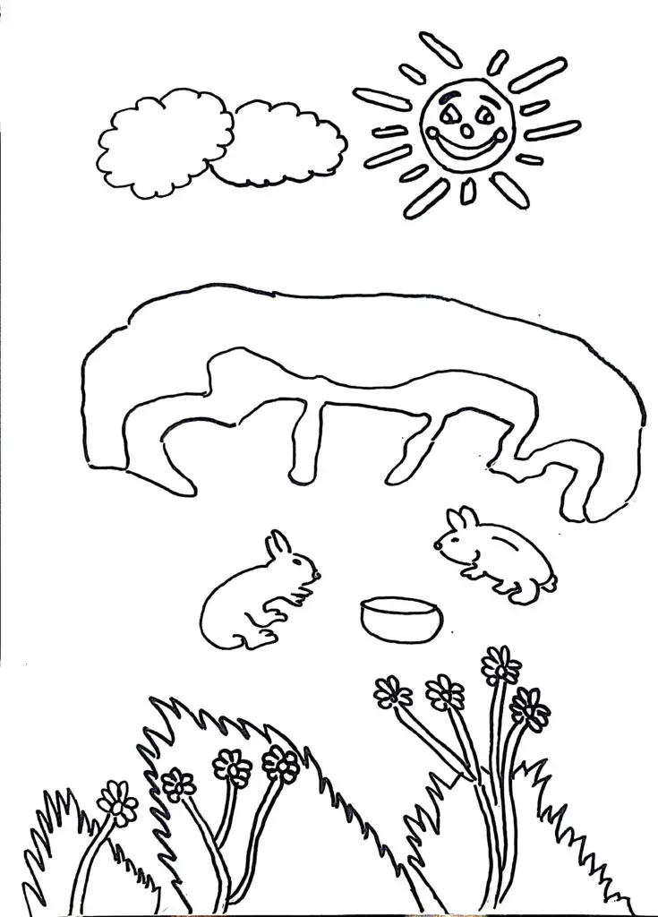 On this page of free printable coloring pages, there are rabbits.