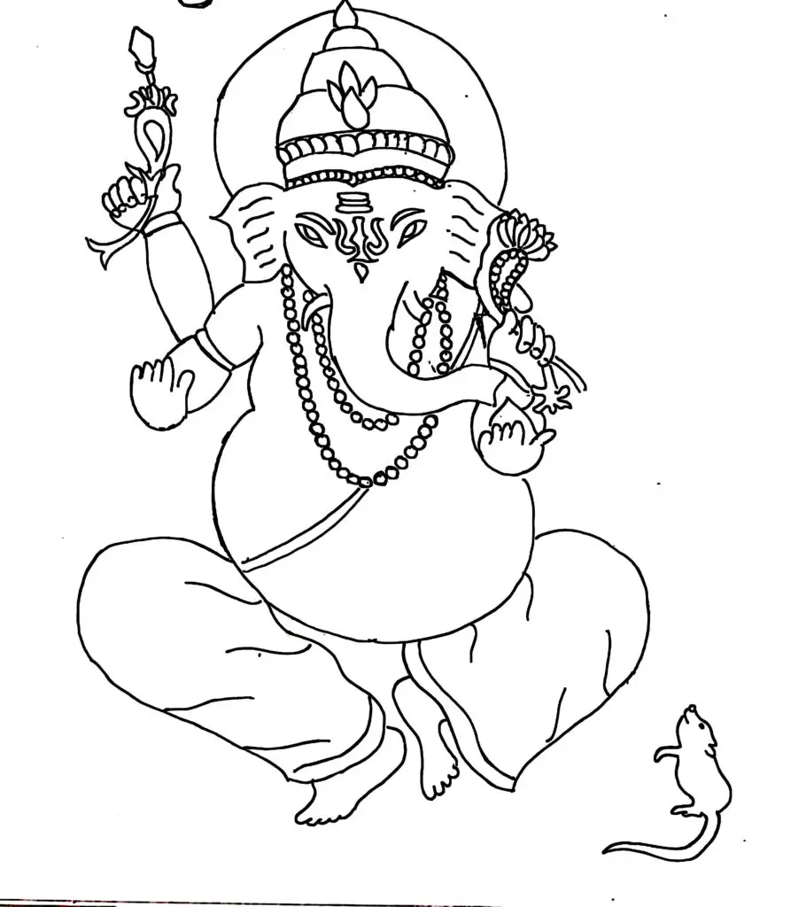 On this page of holiday coloring pages, there is Lord Ganesh.
